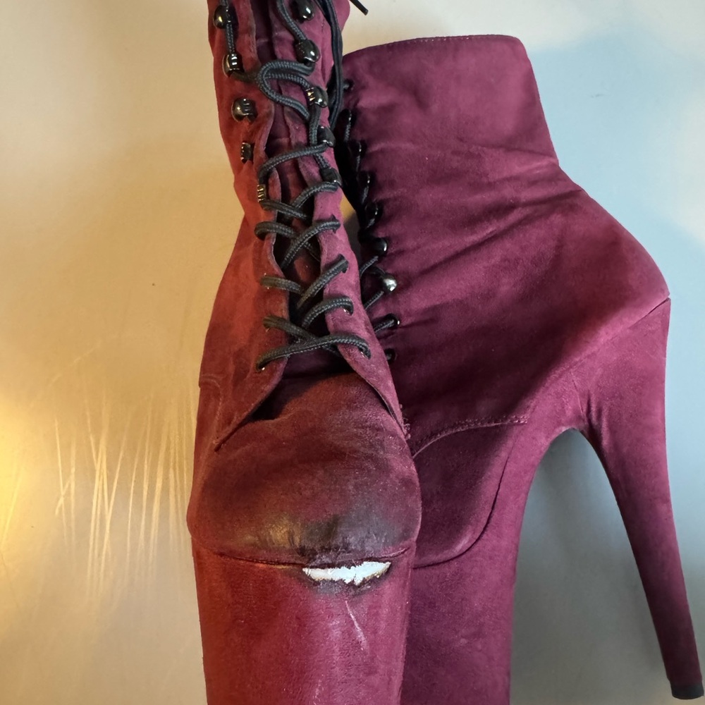 Pleaser Lace-Up Platform Suede Boots View 2
